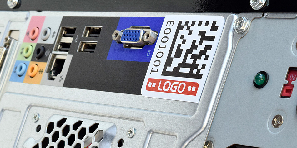 Inventaraufkleber Datamatrix DMC Code