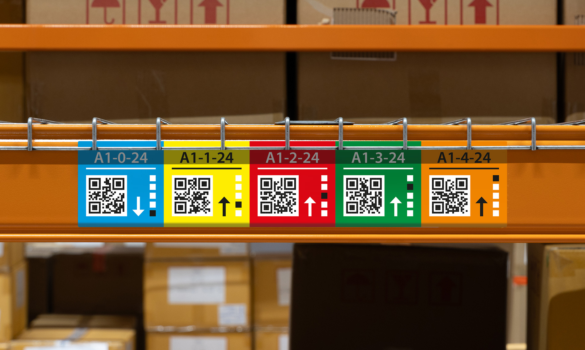 Lagerplatzetiketten mit QR-Codes